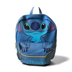Disney Blue Stitch Character Leather Backpack